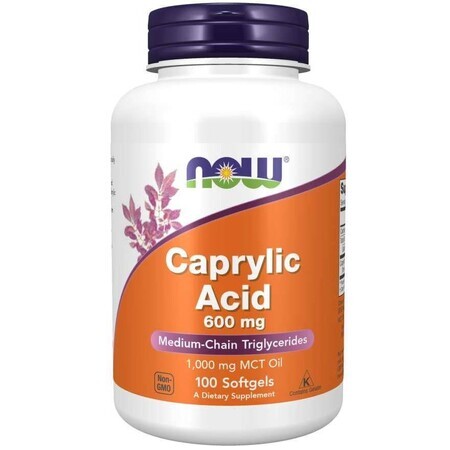 Now Foods Ácido Caprílico, Ácido Caprílico, 600 mg, 100 comprimidos