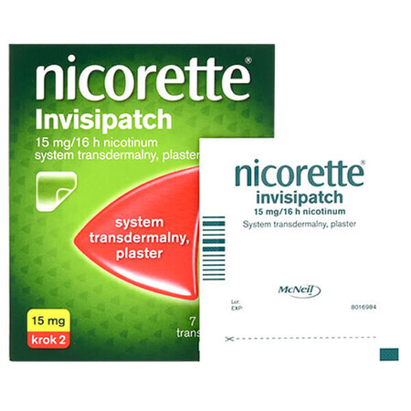 Nicorette Invisipatch 15 mg/16 h, transdermales System, Pflaster, 7 Stück