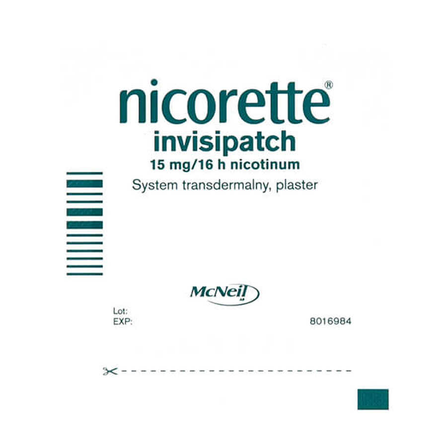 Nicorette Invisipatch 15 mg/16 h, transdermales System, Pflaster, 7 Stück