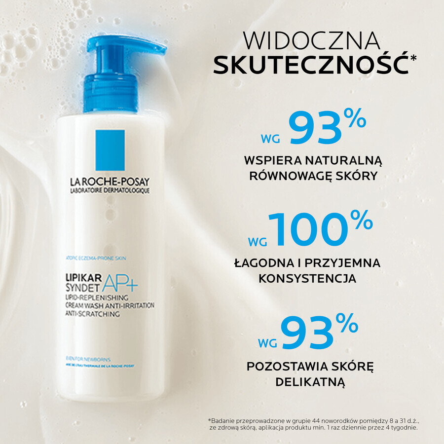 La Roche-Posay Lipikar Syndet AP+, rückfettende Körpercreme, ab Geburt, 400 ml