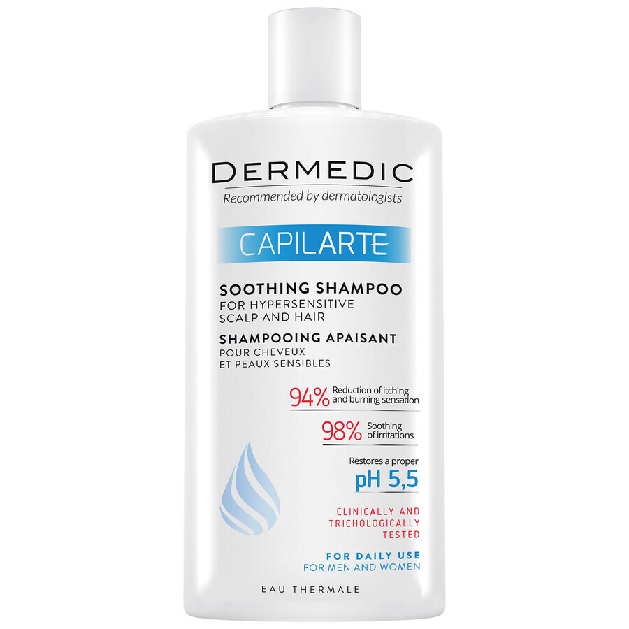 Dermedic Capilarte, shampooing apaisant pour cheveux et peaux hypersensibles, 300 ml