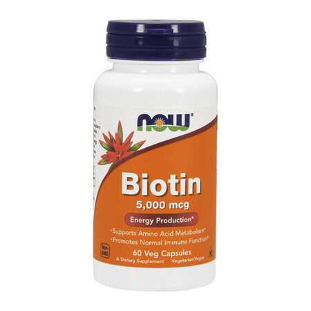 Now Foods Biotin, biotin 5000 µg, 60 vegetarian capsules