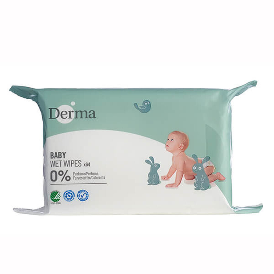 Derma Eco Baby, Feuchttücher, 64 Stück