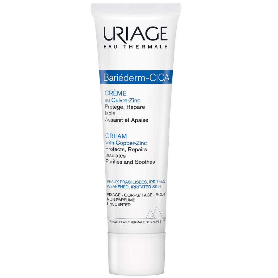 Uriage Bariéderm Cica, crema regeneradora con Cu-Zn, 100 ml