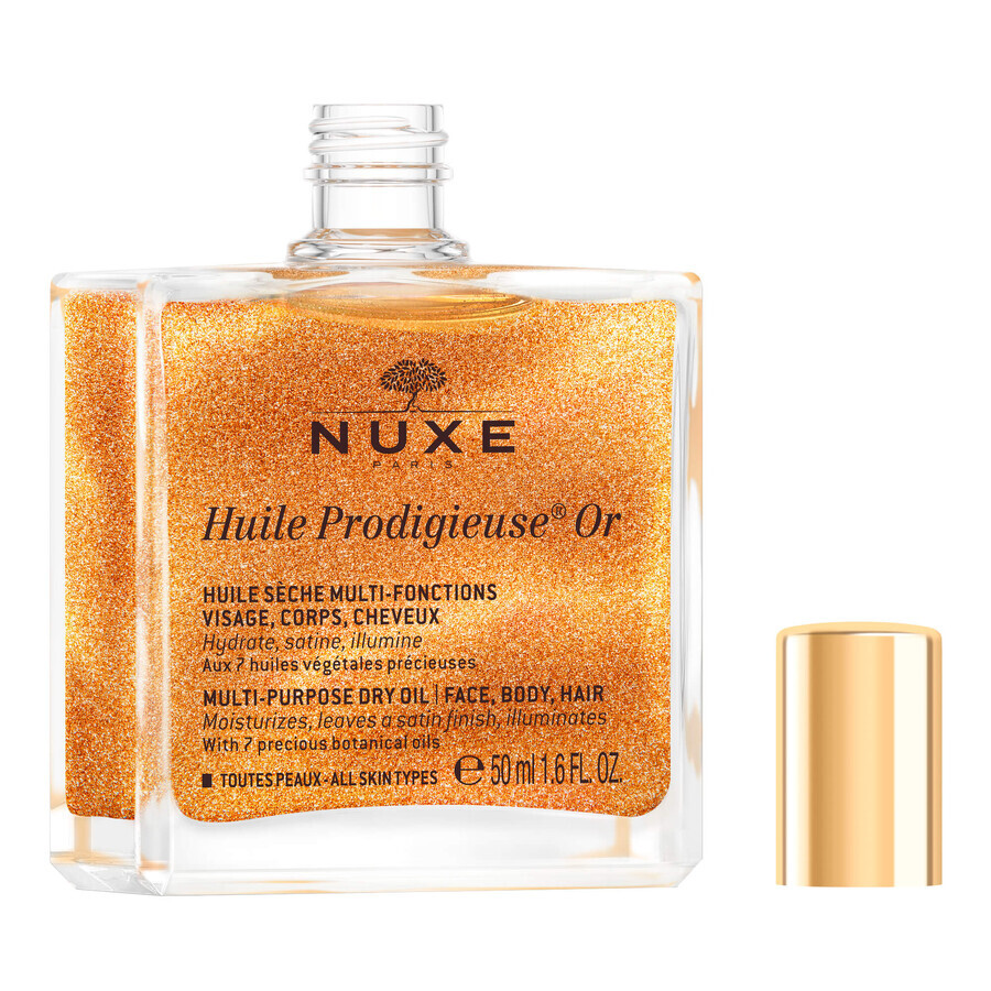 Nuxe Huile Prodigieuse Or, Trockenöl mit Goldpartikeln für Körper, Gesicht und Haare, 50 ml