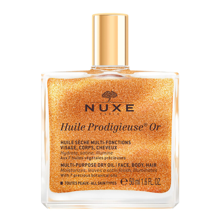 Nuxe Huile Prodigieuse Or, Trockenöl mit Goldpartikeln für Körper, Gesicht und Haare, 50 ml