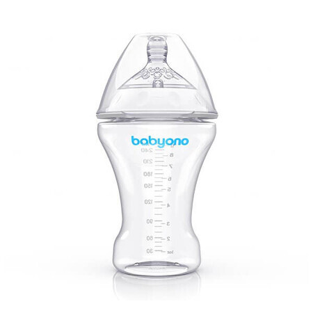 BabyOno Natural Nursing, anti-colic bottle with slow flow teat, 1451, 260 ml