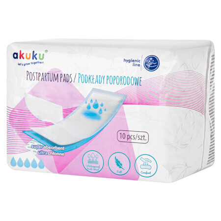 AKUKU, compresas postnatales, ultra absorbentes, 10 piezas