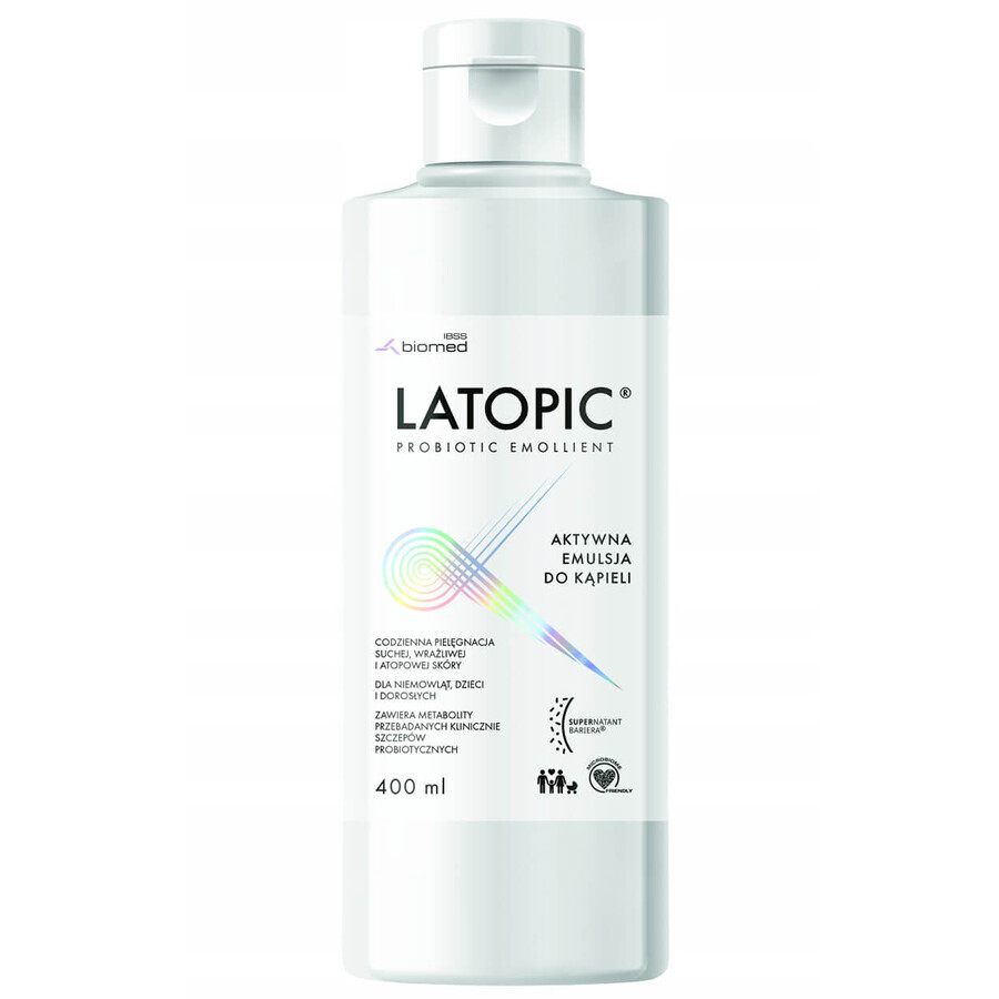 Latopic Probiotic Emollient, emulsie de baie activă, din ziua 1, 400 ml