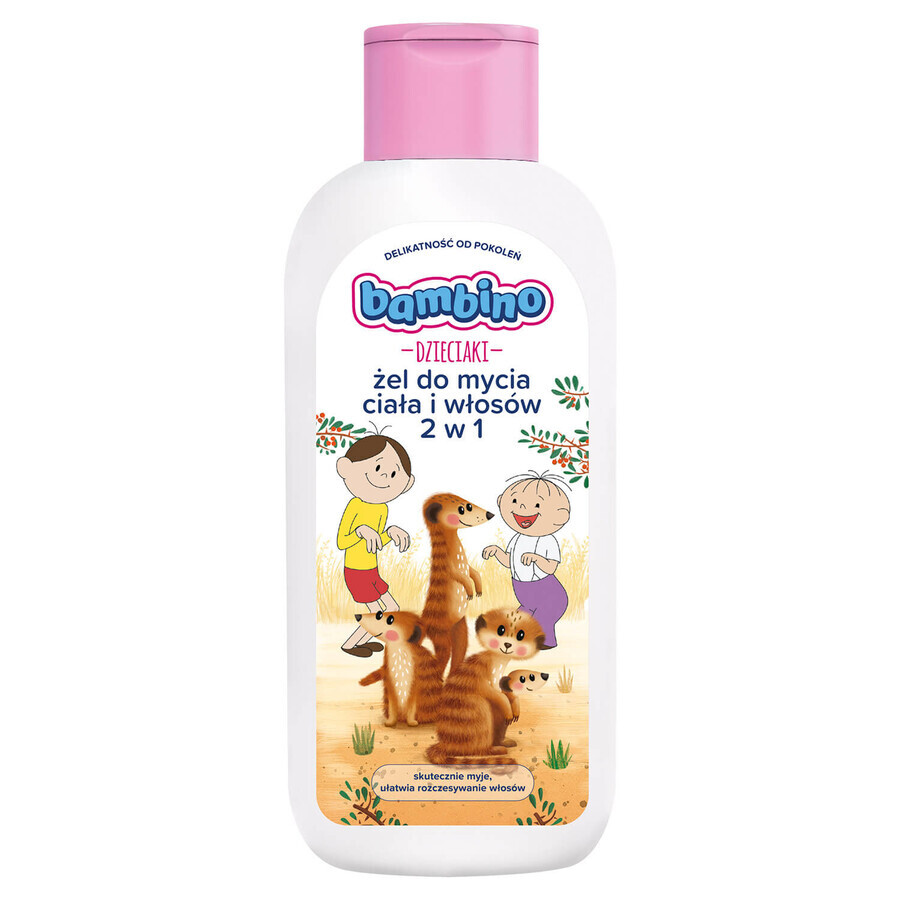 Bambino Kids, gel de spălare pentru corp și păr 2 în 1, Bolek i Lolek i surykatki, de la 1 an, 400 ml