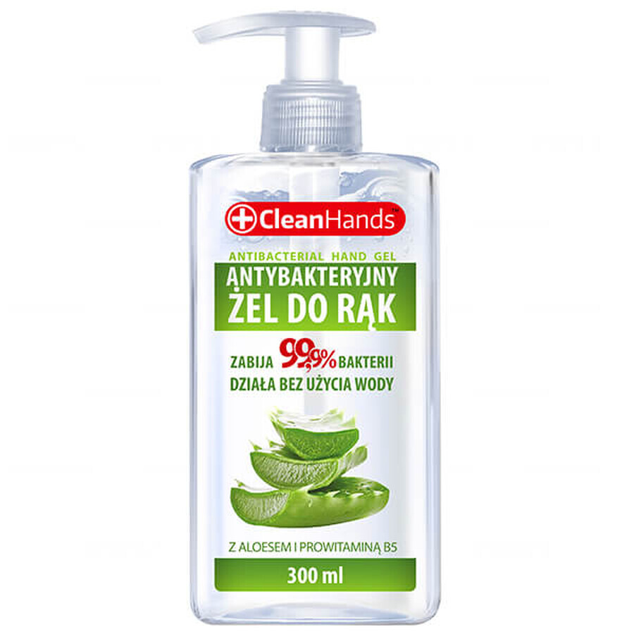 CleanHands, antibacteriële handgel met aloë vera en provitamine B5, met pompje, 300 ml 