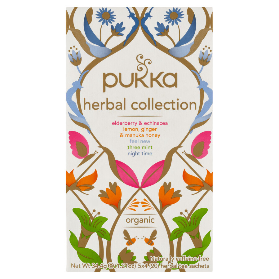 Pukka Herbal Collection Organic, compoziție de 5 ceaiuri din plante, 20 pliculețe