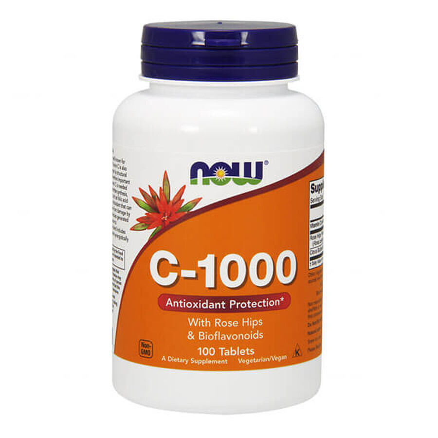 Now Foods C-1000, vitamin C + rose hips + bioflavonoids, 100 tablets