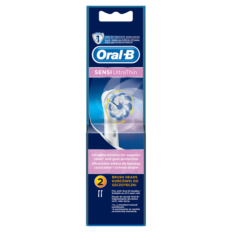 Oral-B, vârfuri de schimb pentru periuța de dinți electrică Sensi UltraThin, EB 60-2, 2 bucăți