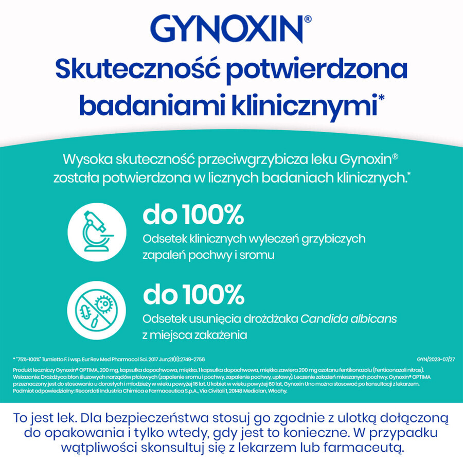 Gynoxin Optima 200 mg, 3 cápsulas vaginales blandas