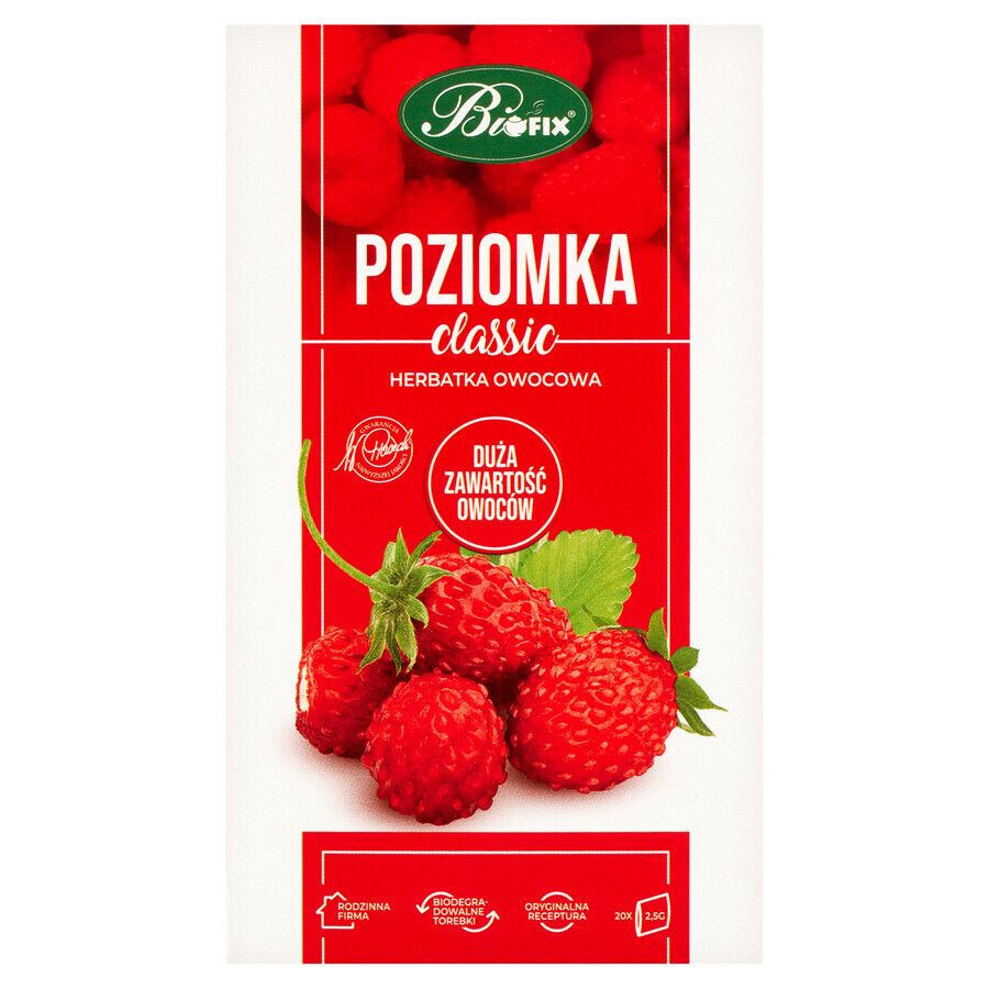 Bi Fix Classic, Poziomka, Früchtetee, 2,5 g x 20 Tütchen