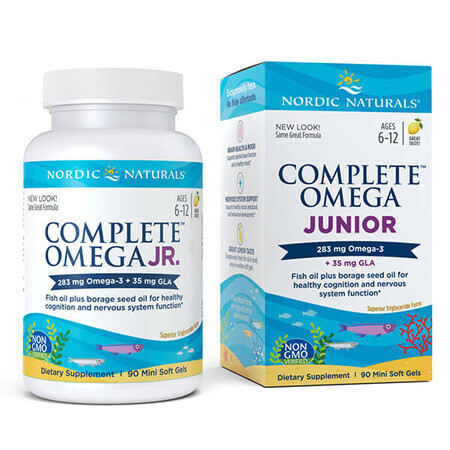 Nordic Naturals Complete Omega Junior, für Kinder von 6-12 Jahren, Zitronengeschmack, 90 Kapseln