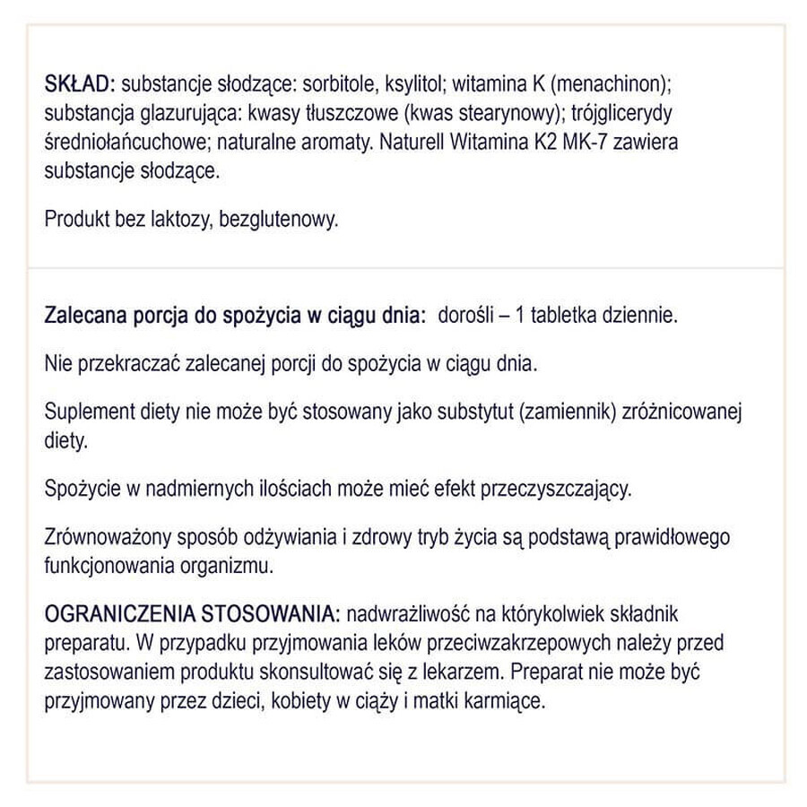 Naturell Vitamine K2 MK-7, vitamine K 75 µg, 60 kauwtabletten