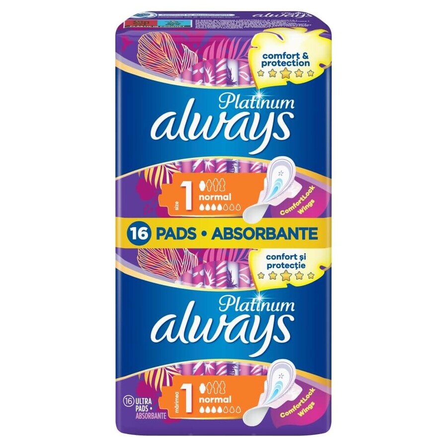 Always Platinum, hygienic towels with wings, Ultra Normal Plus, 16 pcs