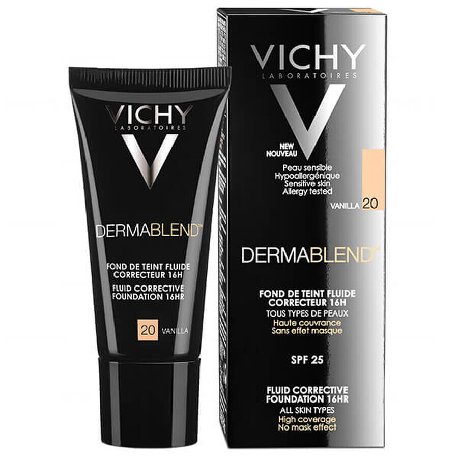 Vichy Dermablend, korrigierendes Fluid, Nr. 20, Vanille, 30 ml