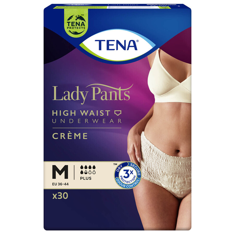 Tena Lady Pants Creme, saugfähige Slips, Größe M, 75-105 cm, Plus, 30 Stück