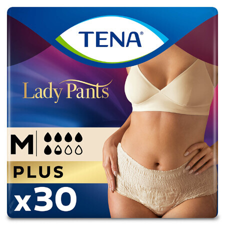 Tena Lady Pants Creme, saugfähige Slips, Größe M, 75-105 cm, Plus, 30 Stück