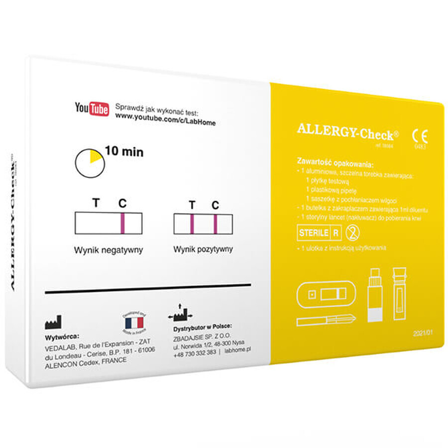 LabHome Allergy-Check, blood test for IgE antibodies, diagnosis of allergies, 1 pc