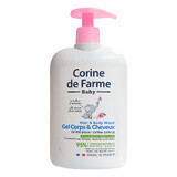 Corine de Farme Baby, gel detergente delicato 2 in 1 per corpo e capelli, dalla nascita, con estratto di fiori di mandorlo, 500 ml