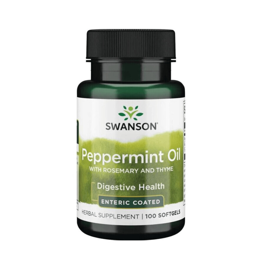 Swanson Olio di menta piperita con rosmarino e timo, 100 capsule in gel