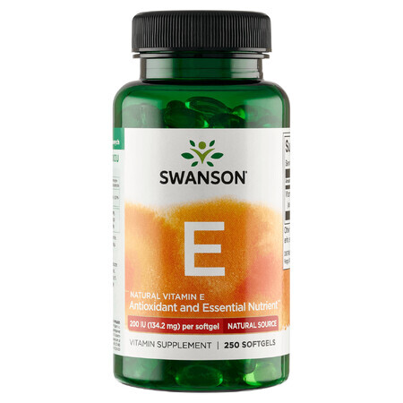 Swanson E, Natural Vitamin E 200 IU, 250 Gel Capsules