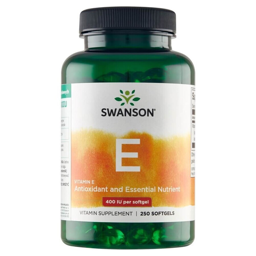 Swanson E, natürliches Vitamin E 400 IU, 250 Gelkapseln