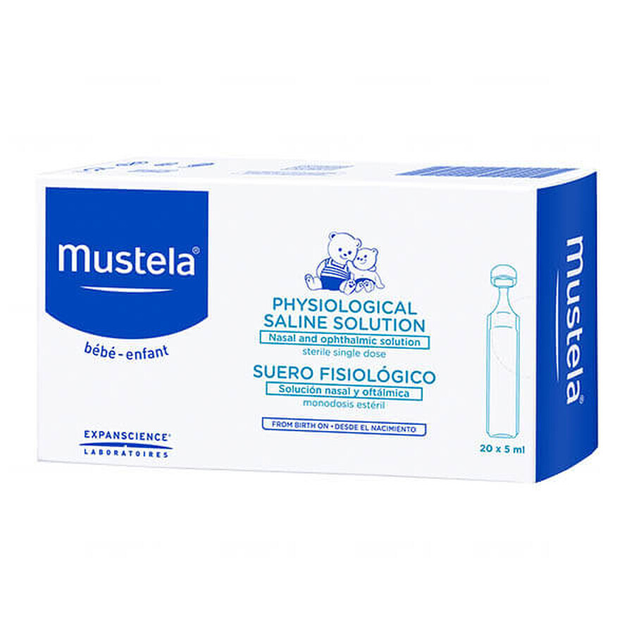 Mustela Bebe Enfant, NaCl 0,9%, Kochsalzlösung, 5 ml x 20 Ampullen