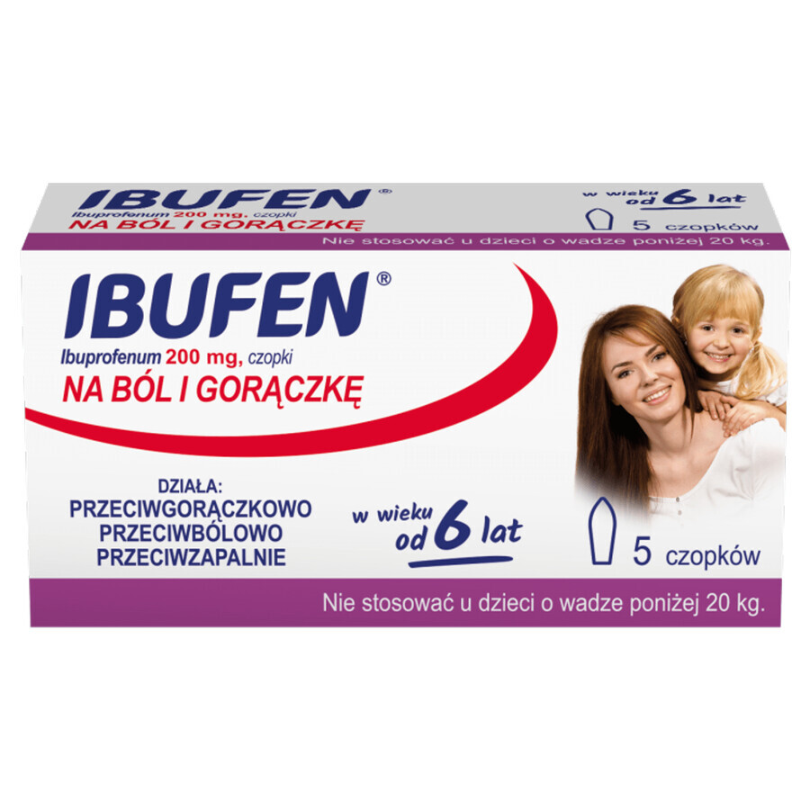 Ibufen Baby 200 mg, suppositories from the age of 6, 5 units