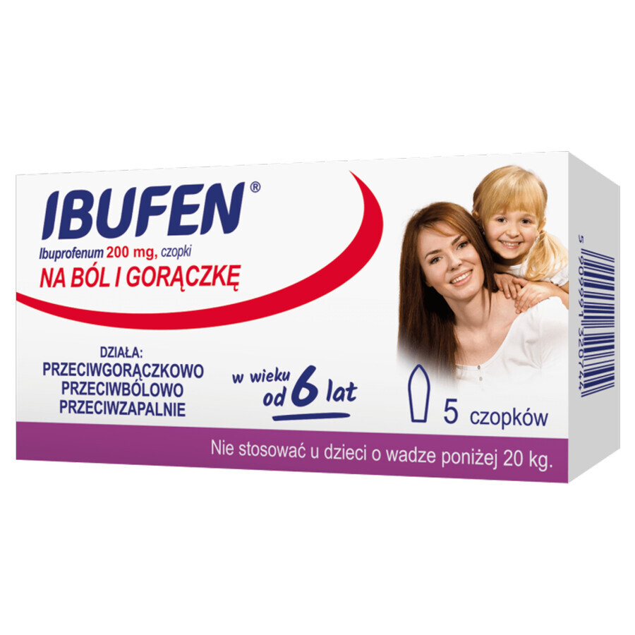 Ibufen Baby 200 mg, suppositories from the age of 6, 5 units