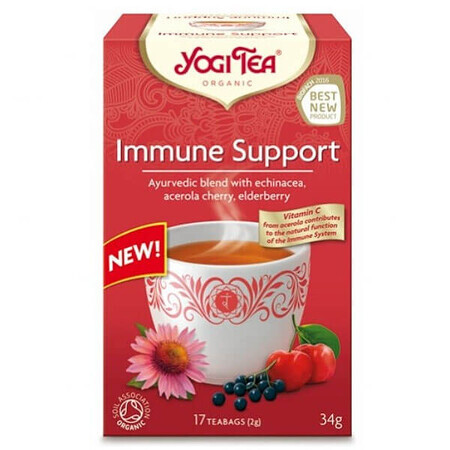 Yogi Tea Organic Immune Support, té de inmunidad, 2 gx 17 sobres