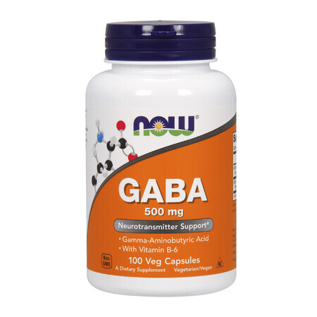 Now Foods GABA, gamma aminobutyric acid 500 mg, 100 vegetarian capsules