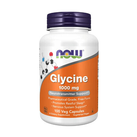 Now Foods Glycine 1000 mg, Glycin, 100 pflanzliche Kapseln