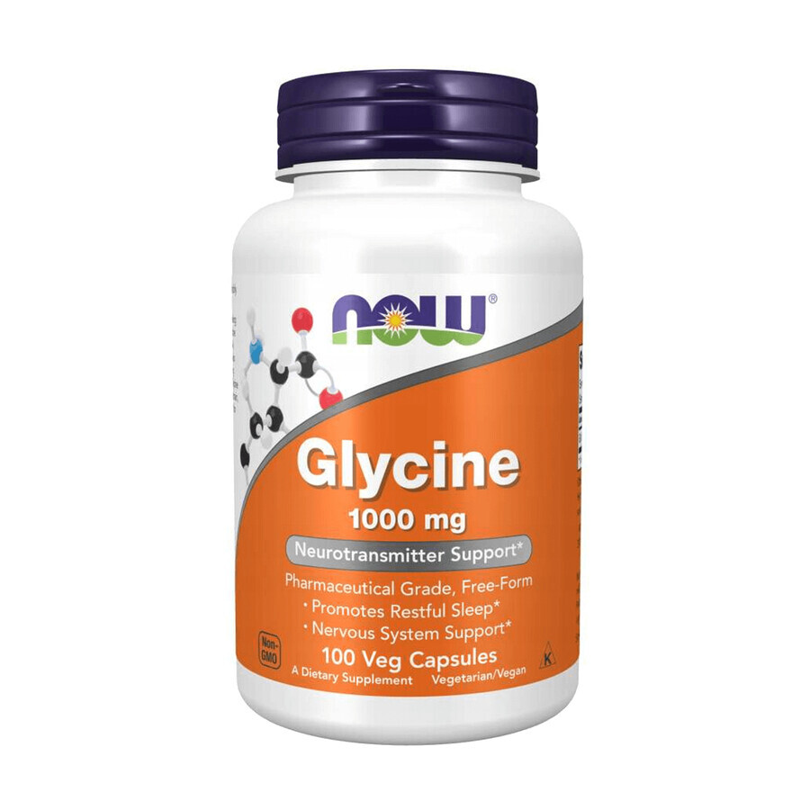 Now Foods Glycine 1000 mg, Glycin, 100 pflanzliche Kapseln