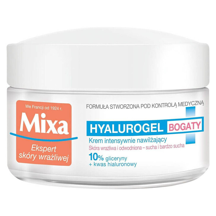 Mixa Hyalurogel, feuchtigkeitsspendende 24h-Creme, reichhaltig, trockene und sehr trockene Haut, 50 ml