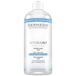 Dermedic Hydrain 3 Hyaluro, micellar liquid H2O, dehydrated and dry skin, 500 ml