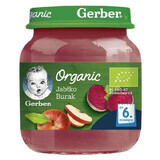 Gerber Desert organic, măr, sfeclă roșie, după 6 luni, 125 g