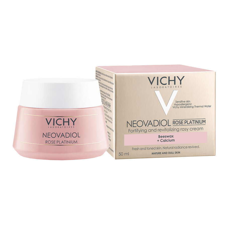 Vichy Neovadiol Rose Platinium, face cream with rose for strengthening and revitalizing mature and dull skin, 50 ml