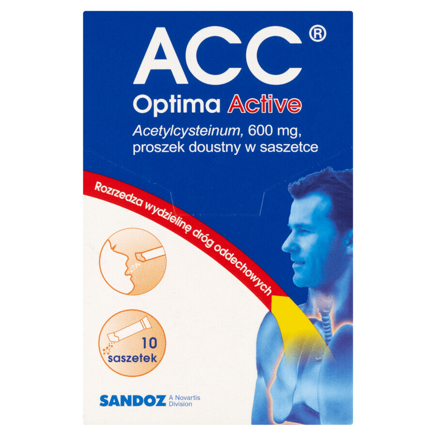 ACC Optima Active 600 mg, Pulver zum Einnehmen, 10 Portionsbeutel