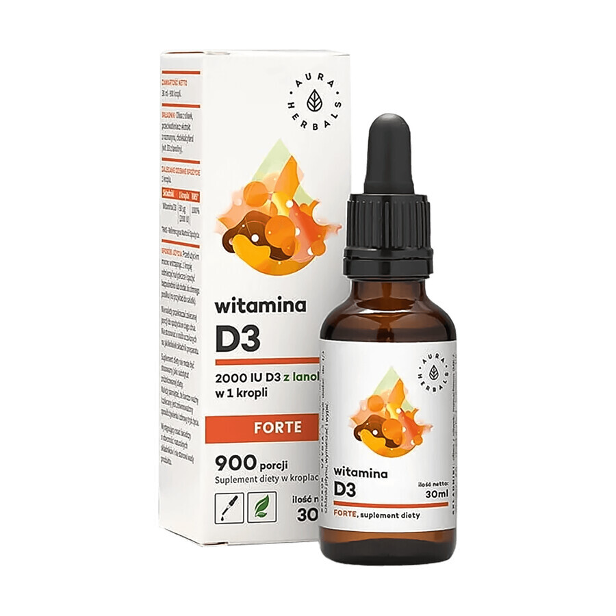 Aura Herbals Vitamina D3 Forte 2000 UI, gotas, 30 ml