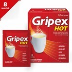 Gripex Hot 650 mg + 50 mg + 10 mg, powder for oral solution, 8 sachets