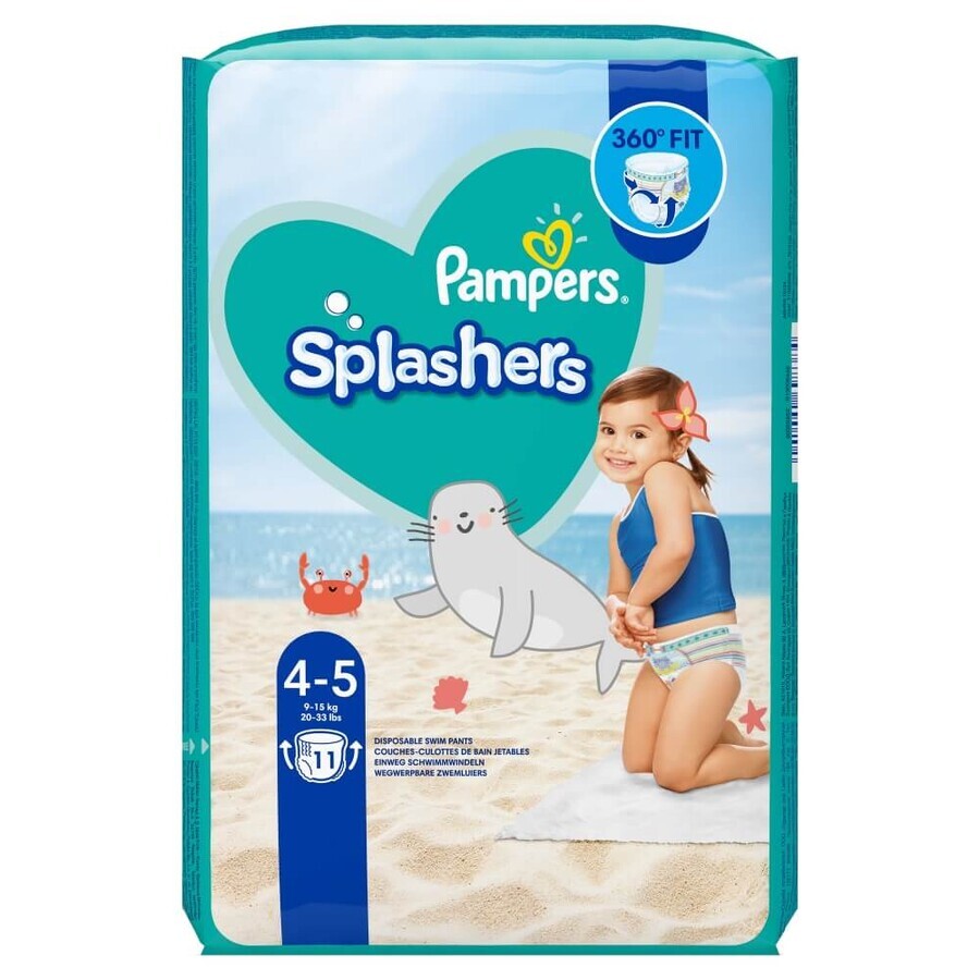 Pampers Splashers, Schwimmwindeln, Größe 4-5, 9-15 kg, 11 Stück