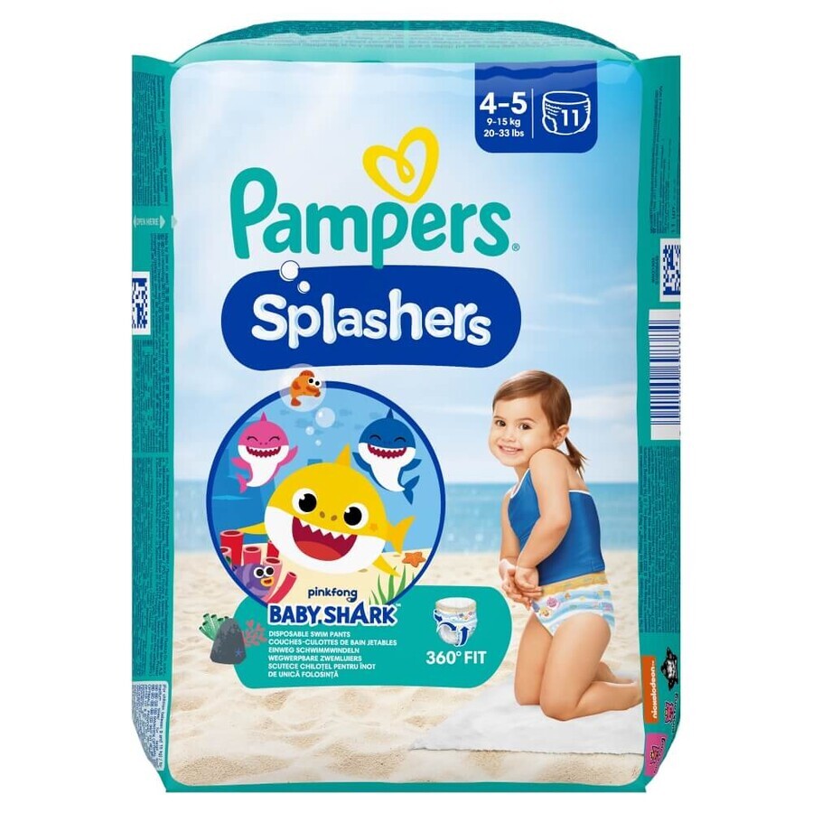 Pampers Splashers, Schwimmwindeln, Größe 4-5, 9-15 kg, 11 Stück