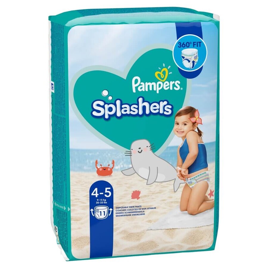 Pampers Splashers, Schwimmwindeln, Größe 4-5, 9-15 kg, 11 Stück