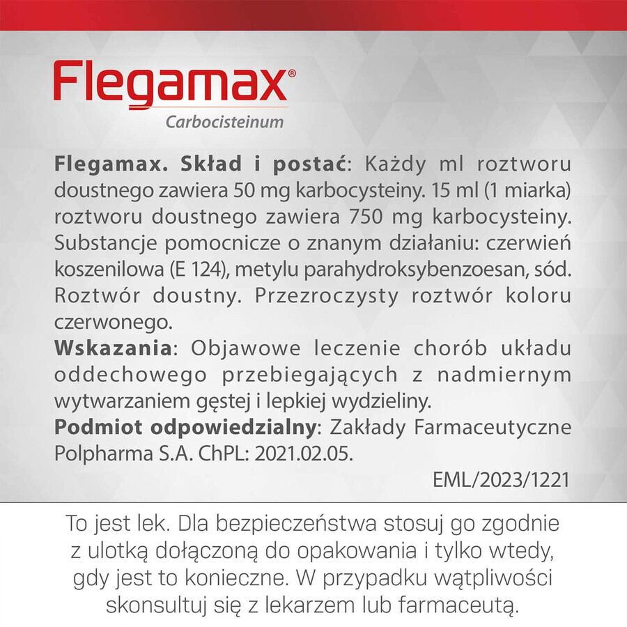 Flegamax 50 mg/ml, oral solution, 120 ml