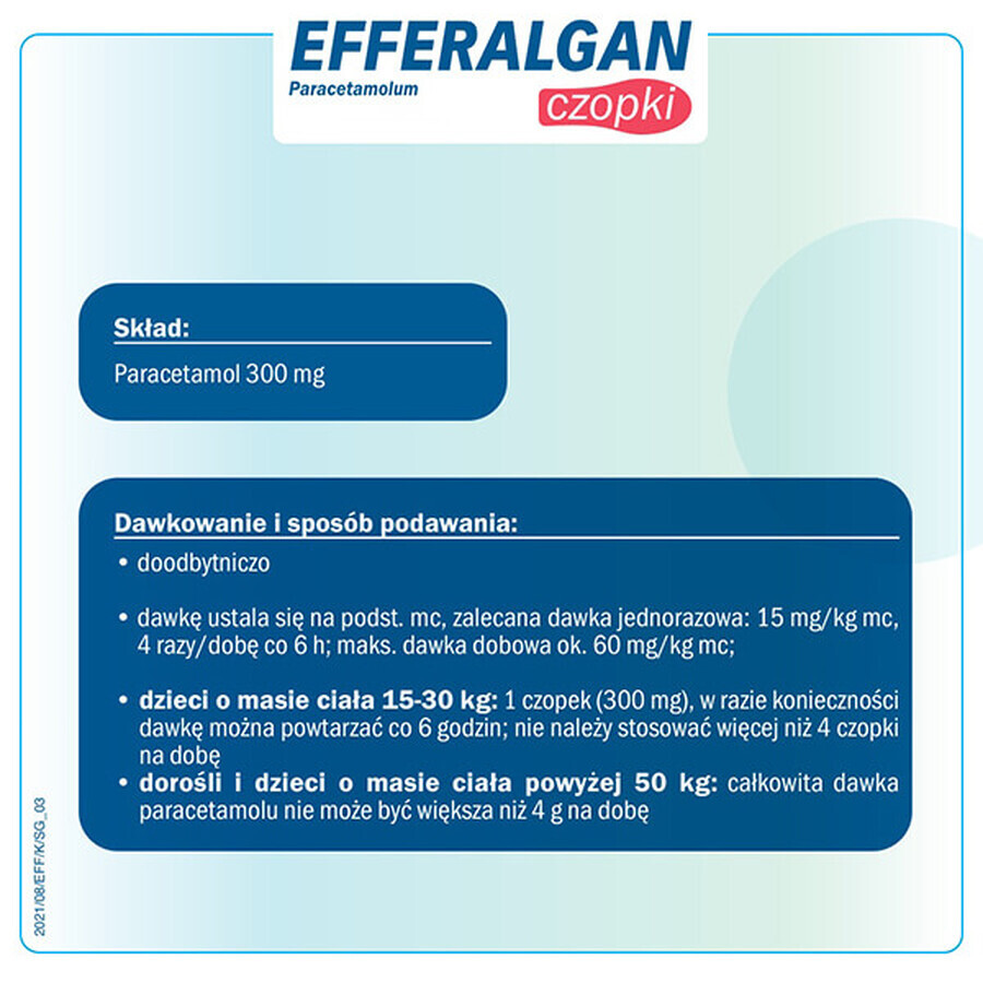 Efferalgan 300 mg, rektale Zäpfchen, 10 Stück